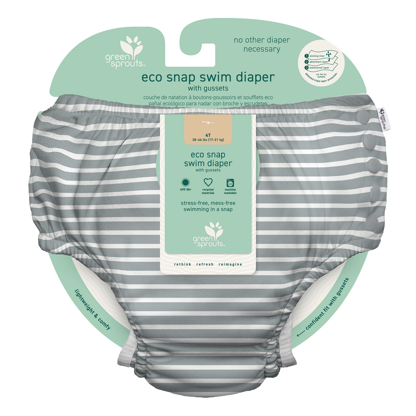 Eco Snap Swim Diaper with Gusset (Stripes Collection)