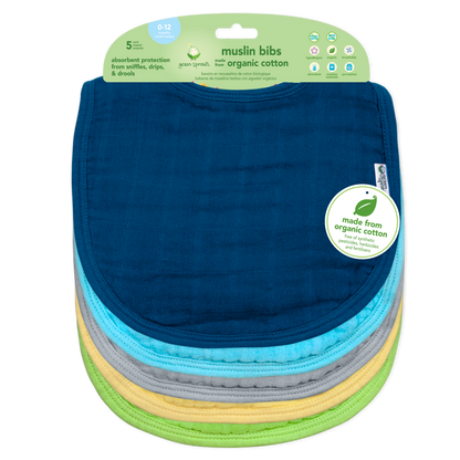 Muslin Bibs made from Organic Cotton (5 pack)