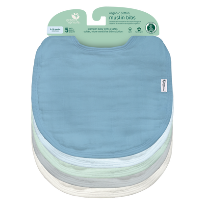 Muslin Bibs made from Organic Cotton (5 pack)