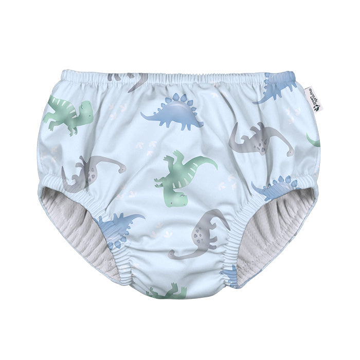 Eco Pull-up Swim Diaper - White & Light Blue Dinos