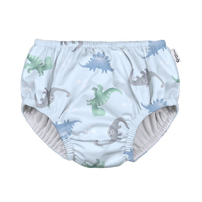 Eco Pull-up Swim Diaper - White & Light Blue Dinos