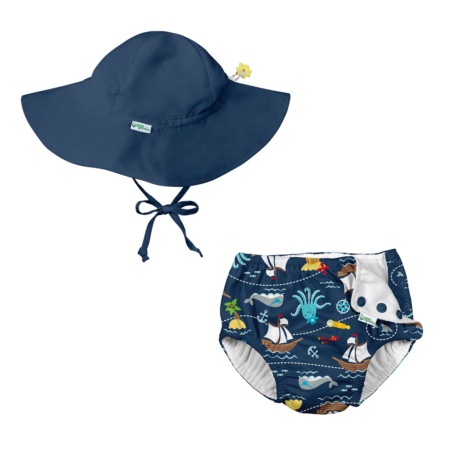ECO SNAP SWIM DIAPER & FLAP HAT SET