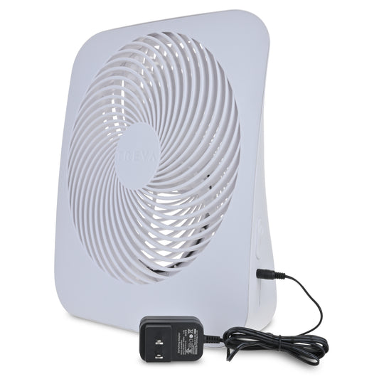 TREVA 10 IN BATTERY OR ELECTRIC OPERATED FIN FAN WITH ADAPTER