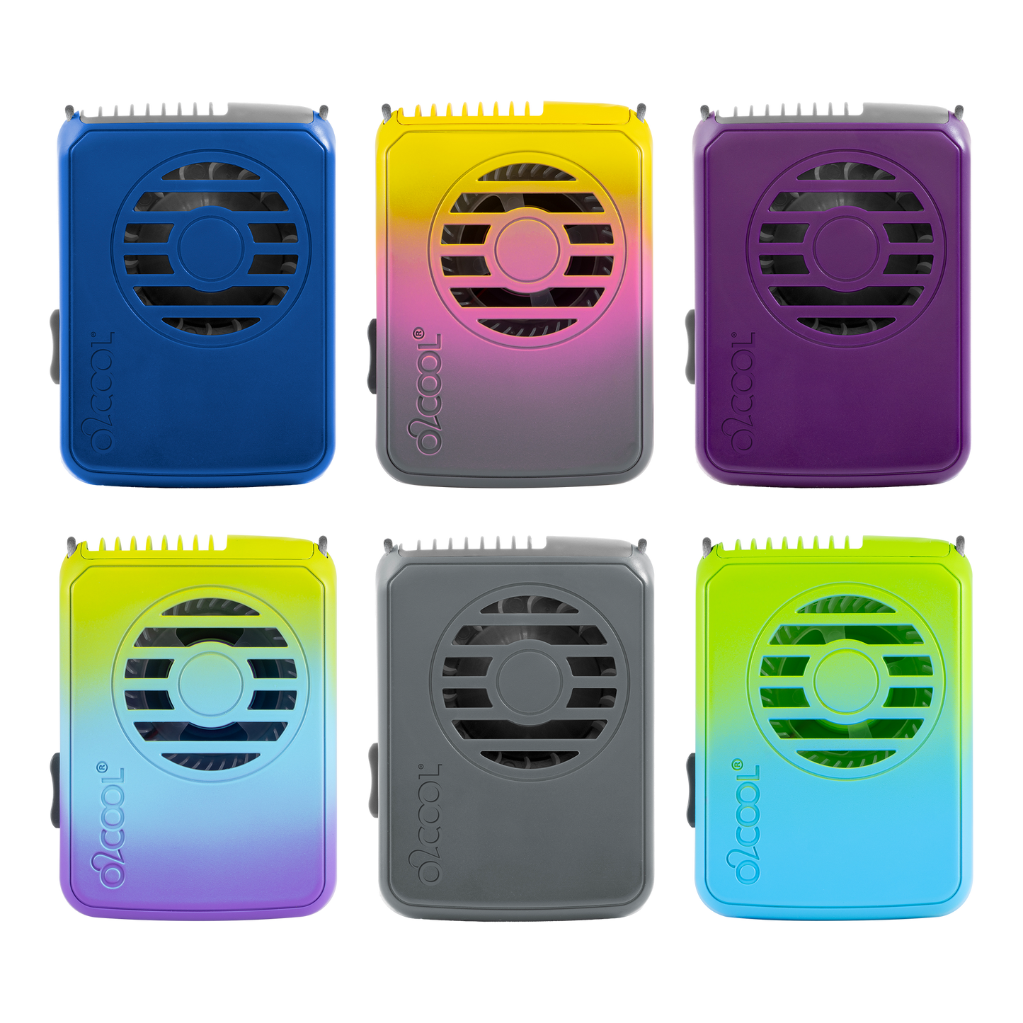 DELUXE NECKLACE FAN - Assorted Ombre (Yellow Pink Grey Ombre, Green Blue Purple Ombre, Green Blue Ombre, Gray, Dark Blue, Purple)