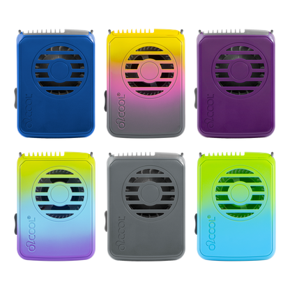 DELUXE NECKLACE FAN - Assorted Ombre (Yellow Pink Grey Ombre, Green Blue Purple Ombre, Green Blue Ombre, Gray, Dark Blue, Purple)