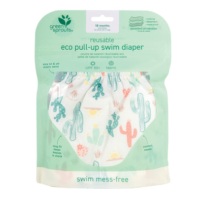 Eco Pull-up Swim Diaper - White & Light Blue Dinos