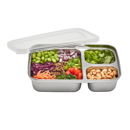 Divided Rectangle Container - 24 oz (3 compartment)