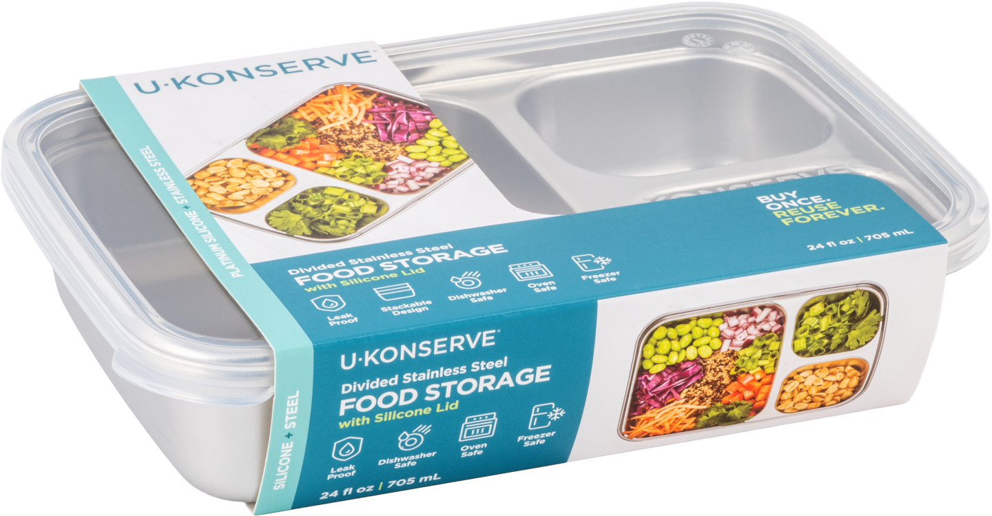 Divided Rectangle Container - 24 oz (3 compartment)