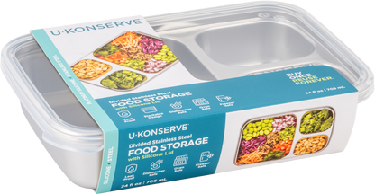 Divided Rectangle Container - 24 oz (3 compartment)