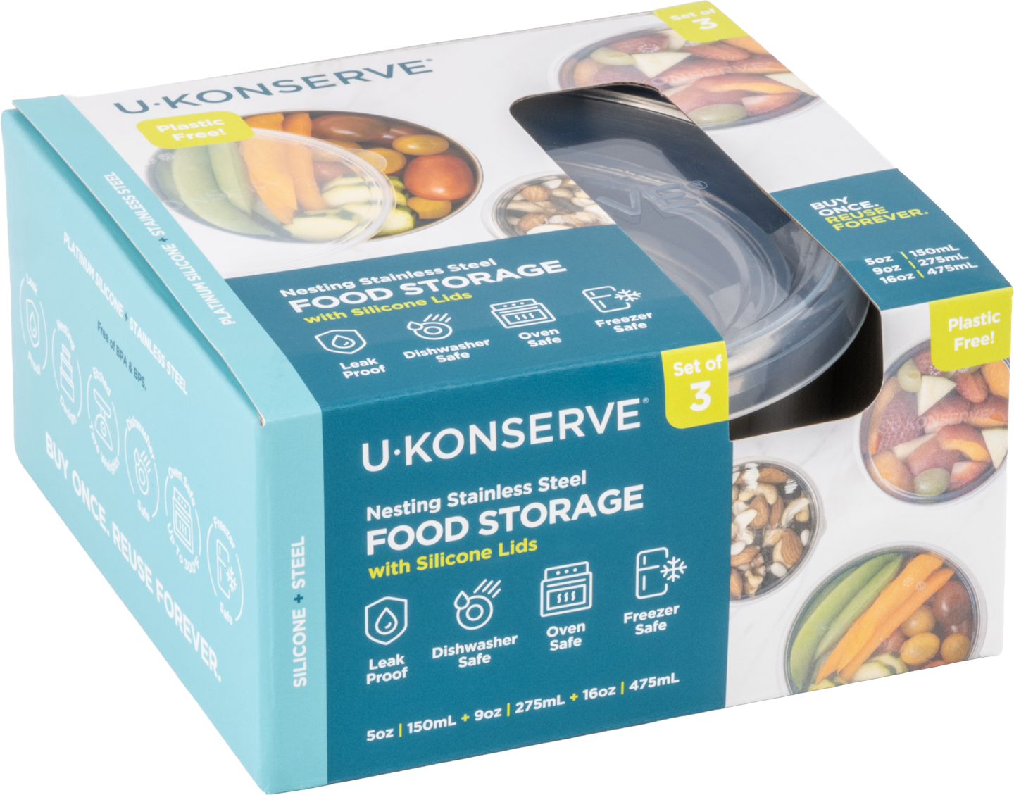 Round Nesting Trio Containers (Set of 3) - Tropical Sky