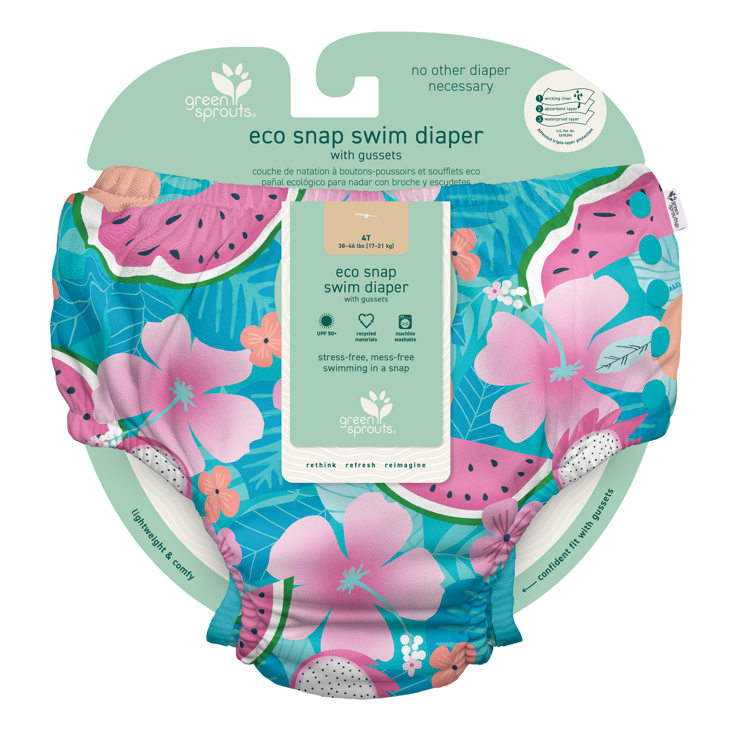 Assorted Girl Prints 2023 Eco Snap Swim Diaper with Gussets